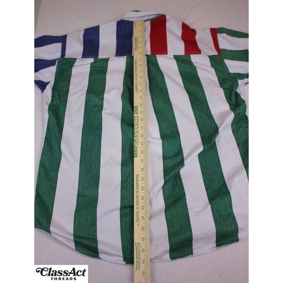 Chaps Ralph Lauren Mens Button Down Shirt White Multi Striped Short Sleeve L - Picture 5 of 9